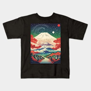 Japan Starry Night Vintage Tourism Travel Poster Art Kids T-Shirt